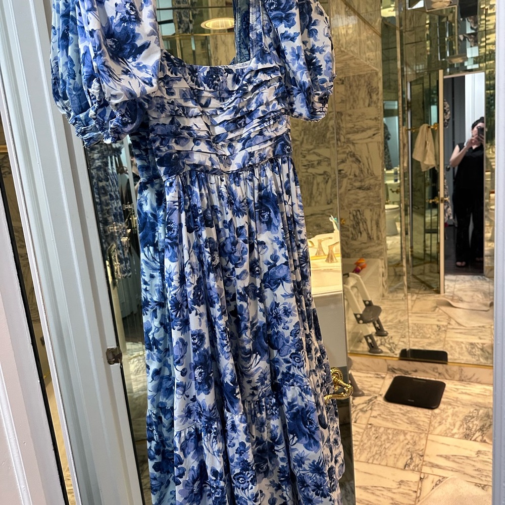 Abercrombie & Fitch Blue Wrap Sundress with Puff Sleeves